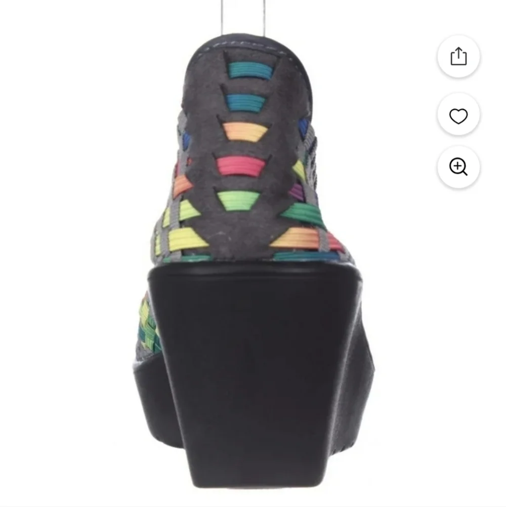 Steven By Steve Madden Multicolor Woven Wedges Elastic Peep Toe Wedges  Size 9.5